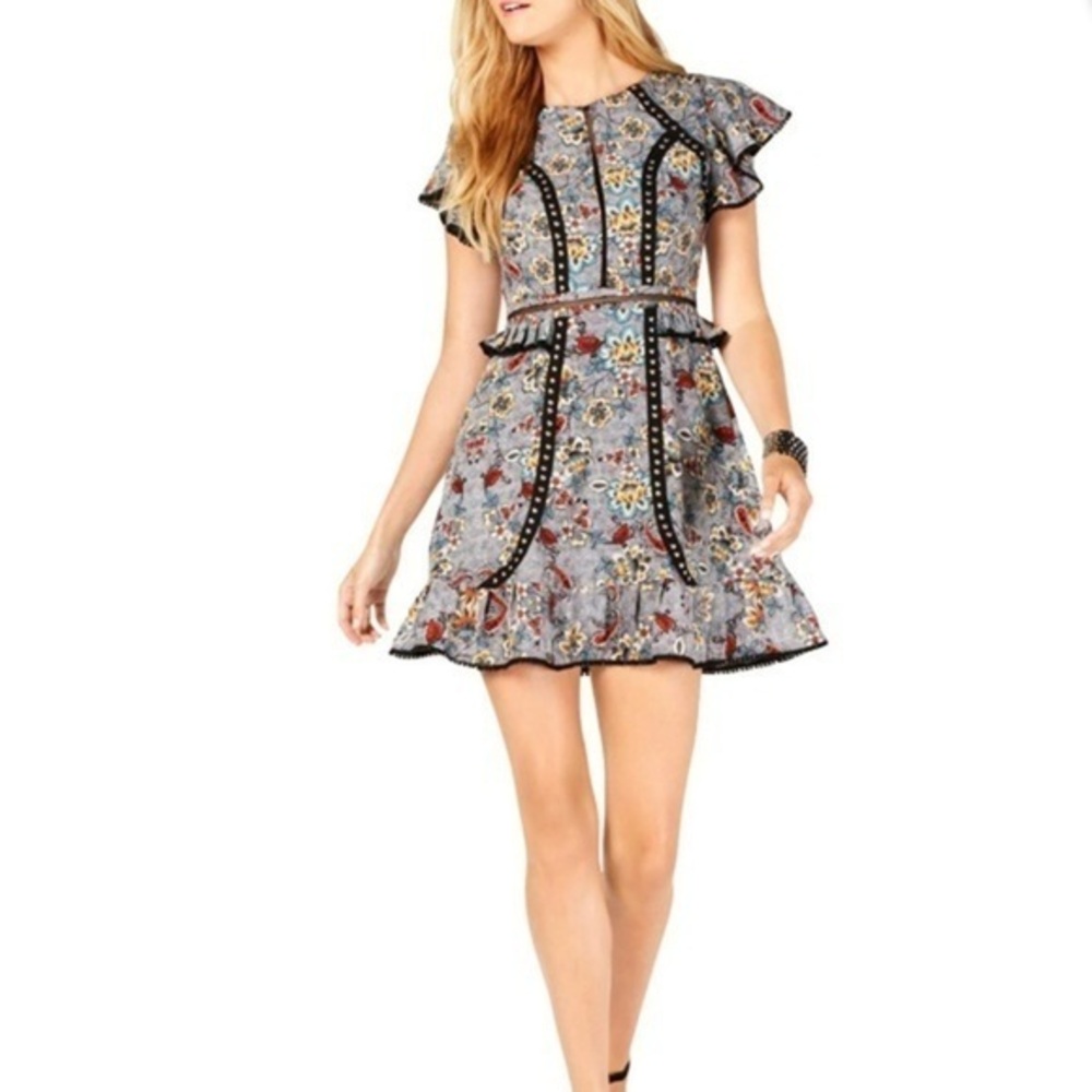 Laundry by Shelli Segal Studded Floral Mini Dress Size 6